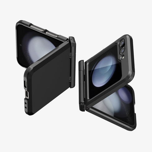 ACS06227 - Galaxy Z Flip 5 Case Tough Armor Pro in black showing the back with phone fully open